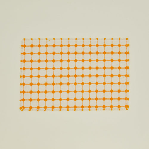 Dove and Donkey wicker fringed placemat in marigold