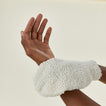 Hemp Fiber Body Exfoliating Scrubber Glove in use