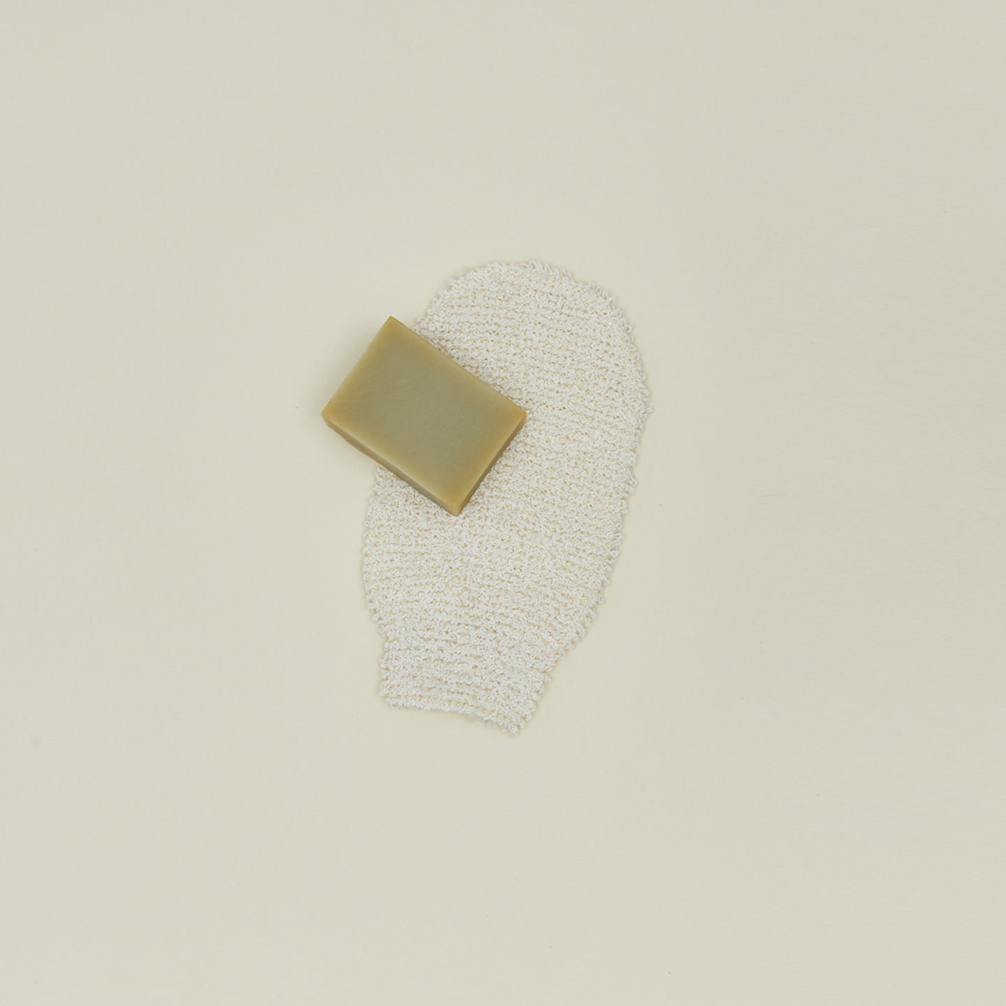 Hemp Fiber Body Exfoliating Scrubber Glove with a bar of soap