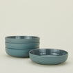 Set of 4 essential dinnerware low bowls in peacock