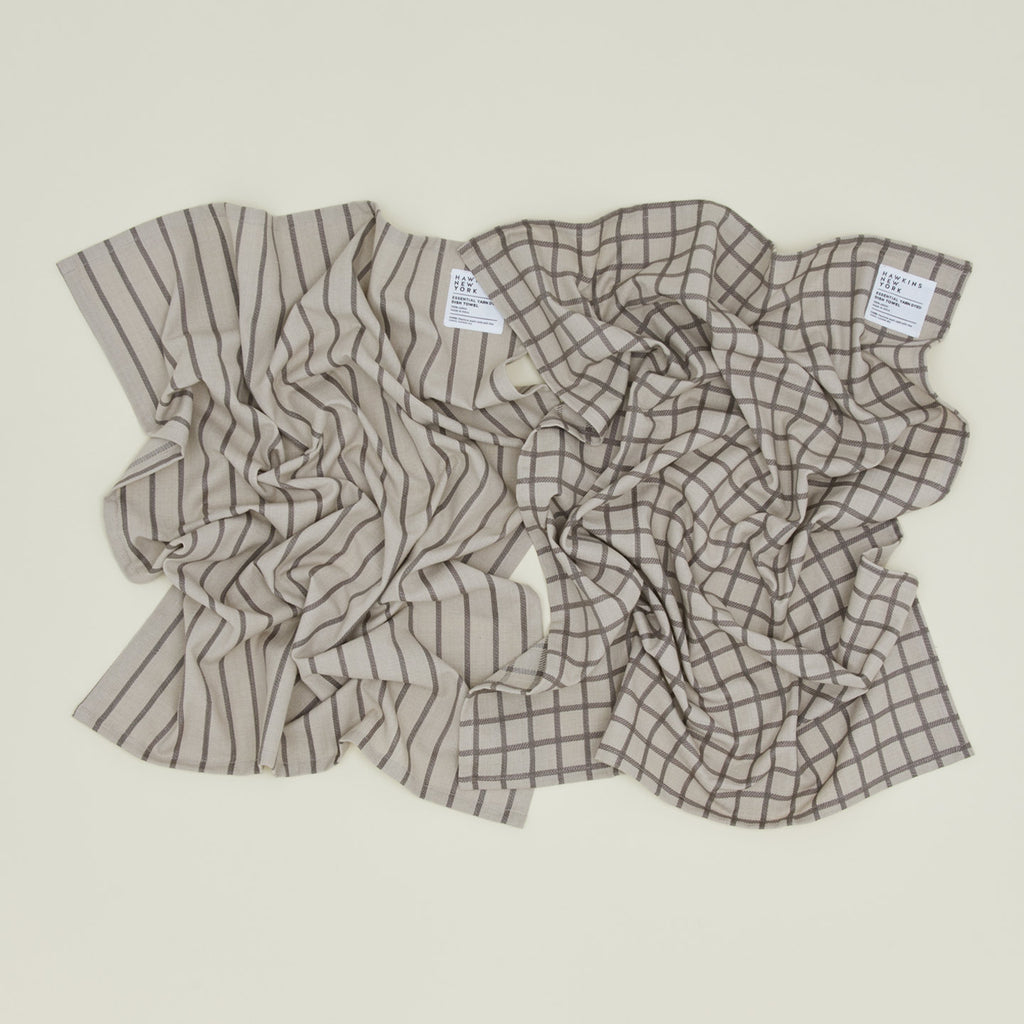 Essential Yarn Dyed Dish Towel, Set of 2 - Light Grey/Dark Grey