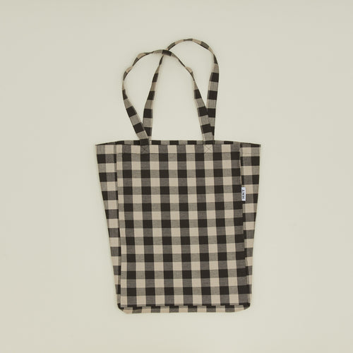 Gingham tote bag in grey/black