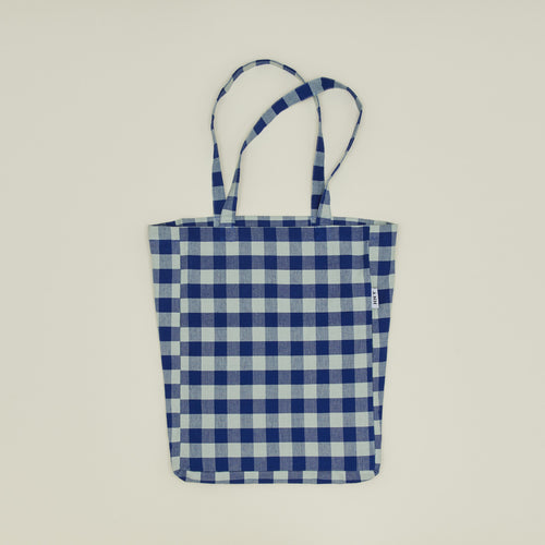 Gingham tote bag in sky/blue 