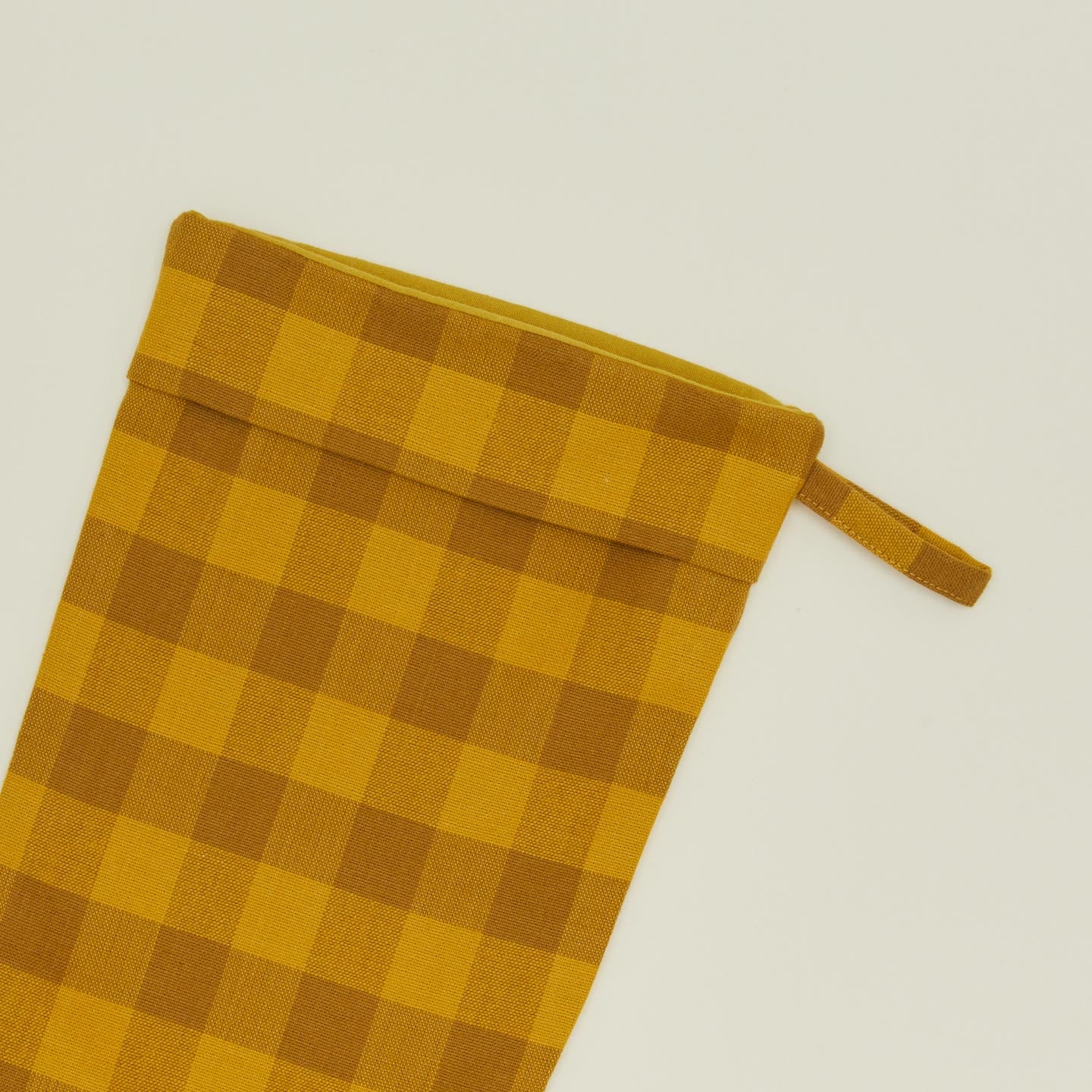Detailed view of Essential Gingham Stocking - Mustard/Bronze