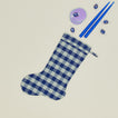 Essential Gingham Stocking - Sky/Blue with candles coasters and chocolates