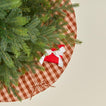 Overhead view of Essential GIngham Tree Skirt - Blush/Terracotta with tree