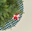 Overhead view of Essential GIngham Tree Skirt - Sky/Peacock with tree