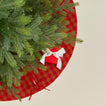 Overhead view of Essential GIngham Tree Skirt - Terracotta/Red with tree