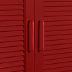 Large essential drawer pull in red on cabinet