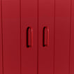 Small essential drawer pulls in red on cabinet