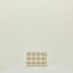 Small essential gingham pouch in ivory and flax 