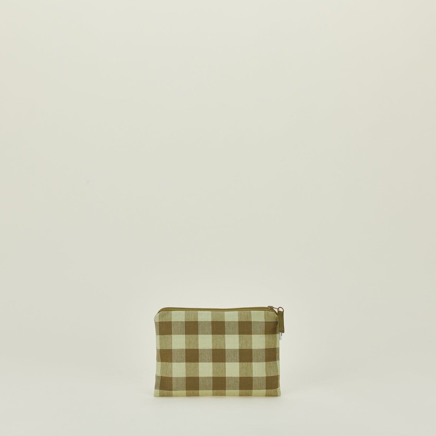 Small essential gingham pouch in sage and olive