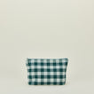 Large essential gingham pouch in sky and peacock