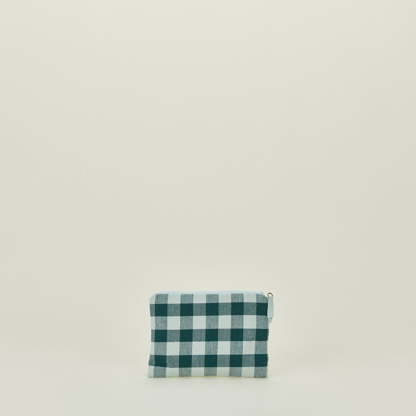 Small essential gingham pouch in sky and peacock