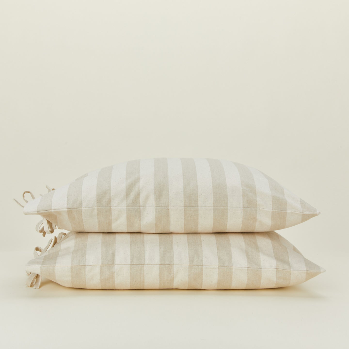 Essential Stripe Pillowcases, Set of 2 - Ivory/Flax