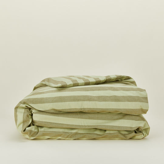 Essential Striped Duvet - Sage/Olive