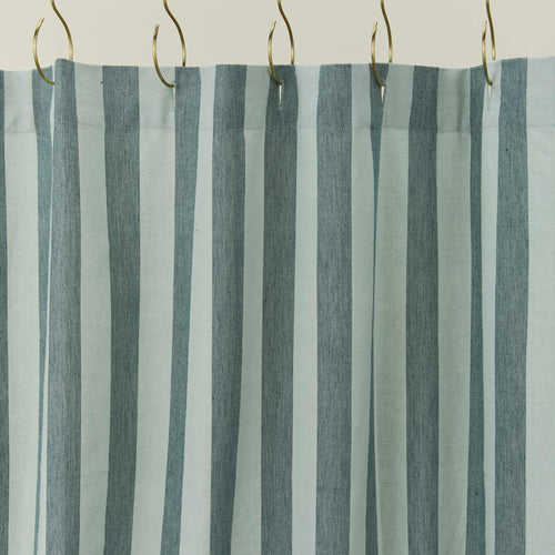 Essential striped shower curtain in sky / peacock