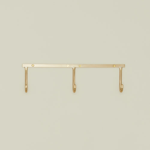 Brass hook rack trio
