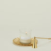 Large brass petal plate with candle and douter