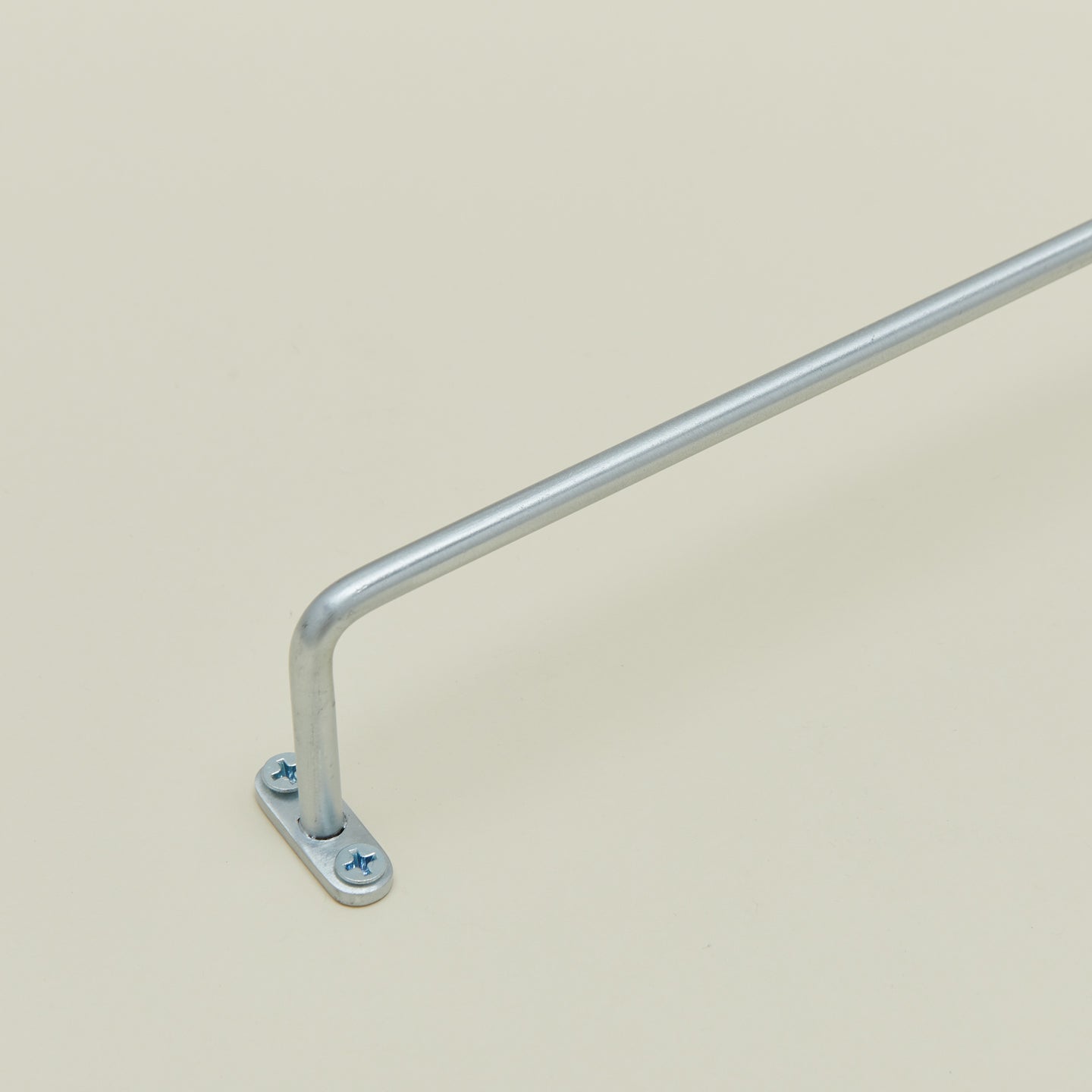 Detailed view of zinc plated towel bar  