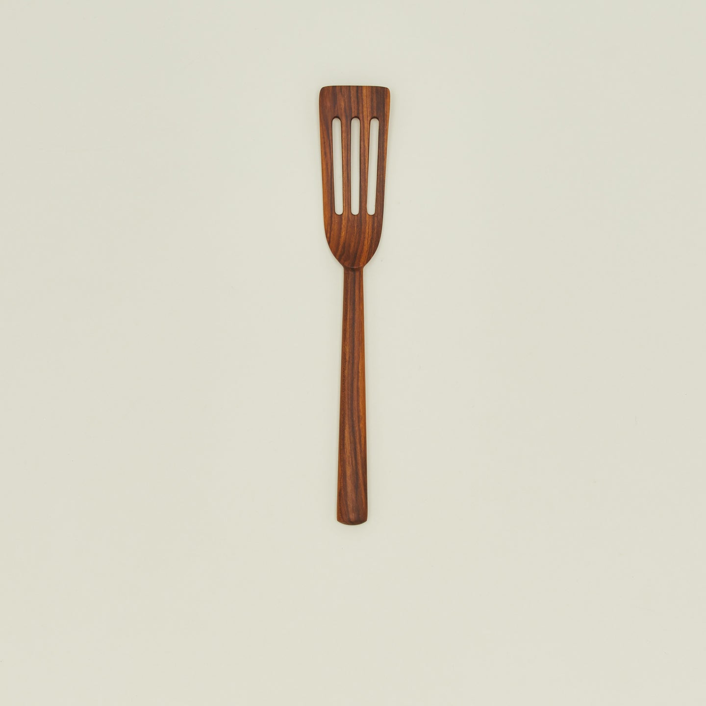 Narrow teak slotted spatula