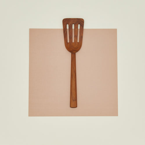 Wide Teak Slotted Spatula