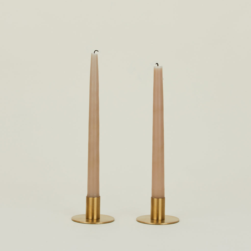 Essential Metal Candle Holders, Set of 2 - Brass