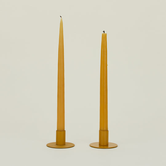 Essential Metal Candle Holders, Set of 2 - Mustard