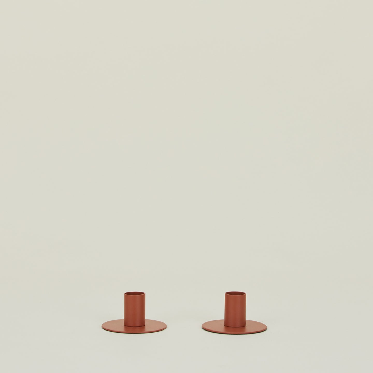 Essential Metal Candle Holders, Set of 2 - Terracotta