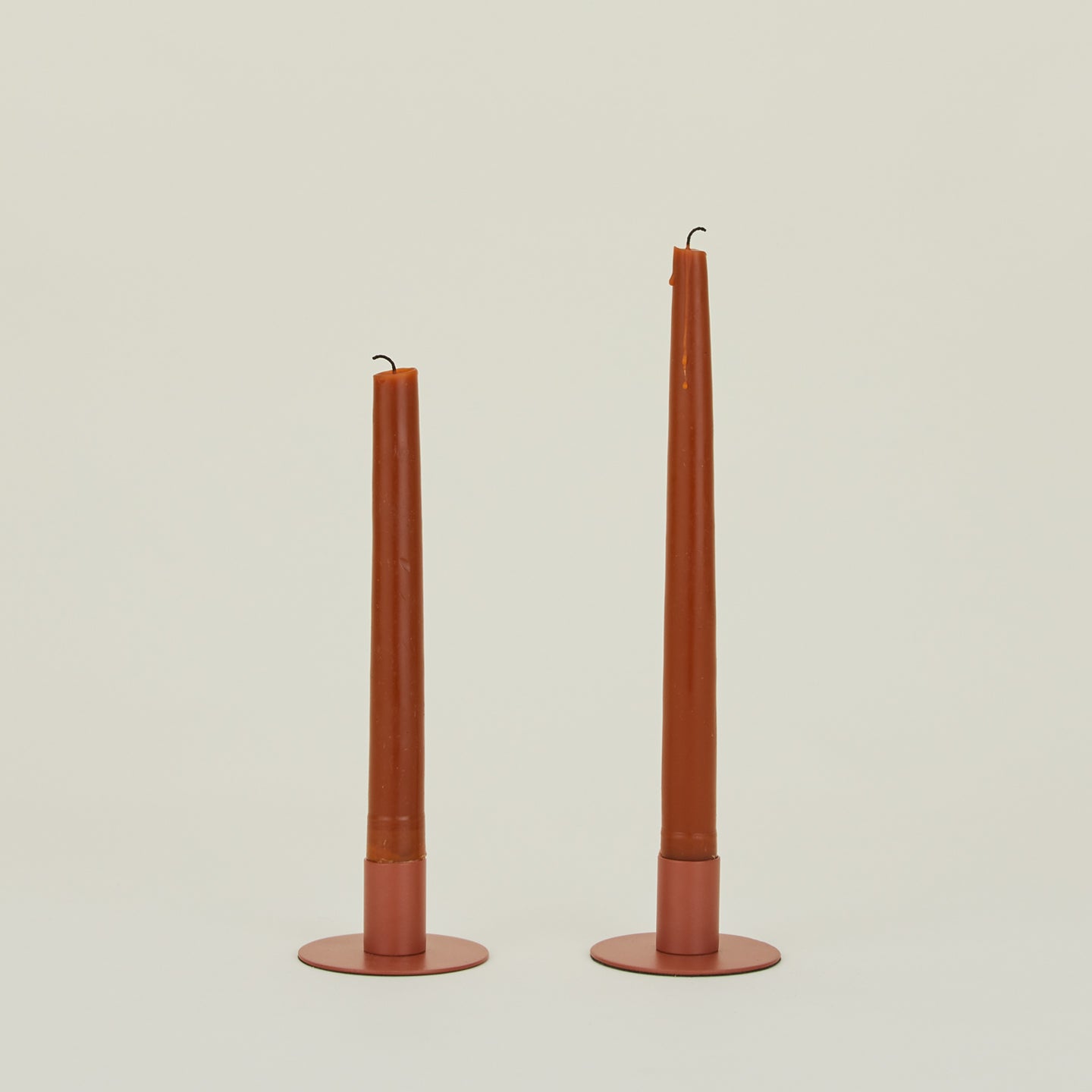Essential Metal Candle Holders, Set of 2 - Terracotta