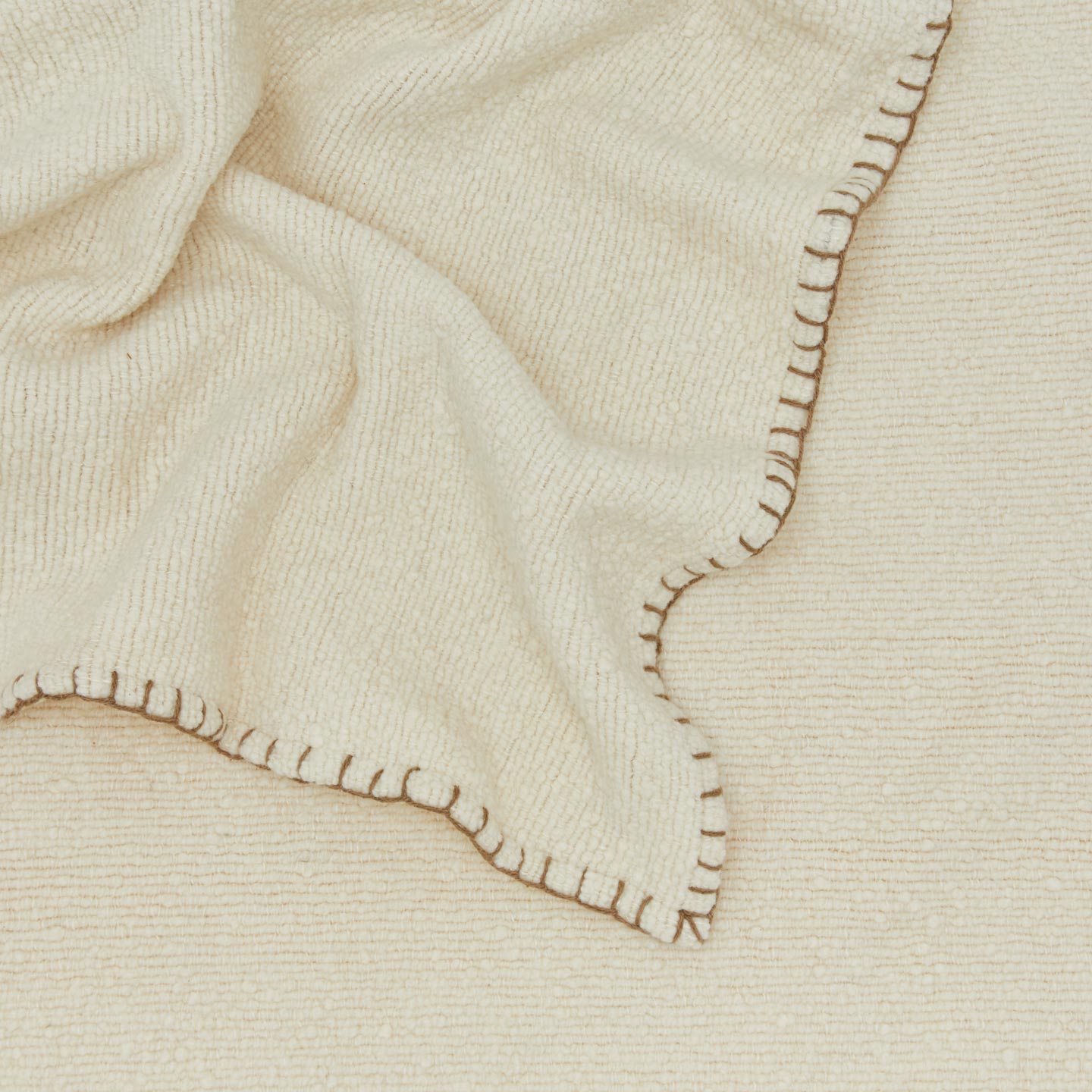 Closeup view of Blanket Stitch Boucle Throw