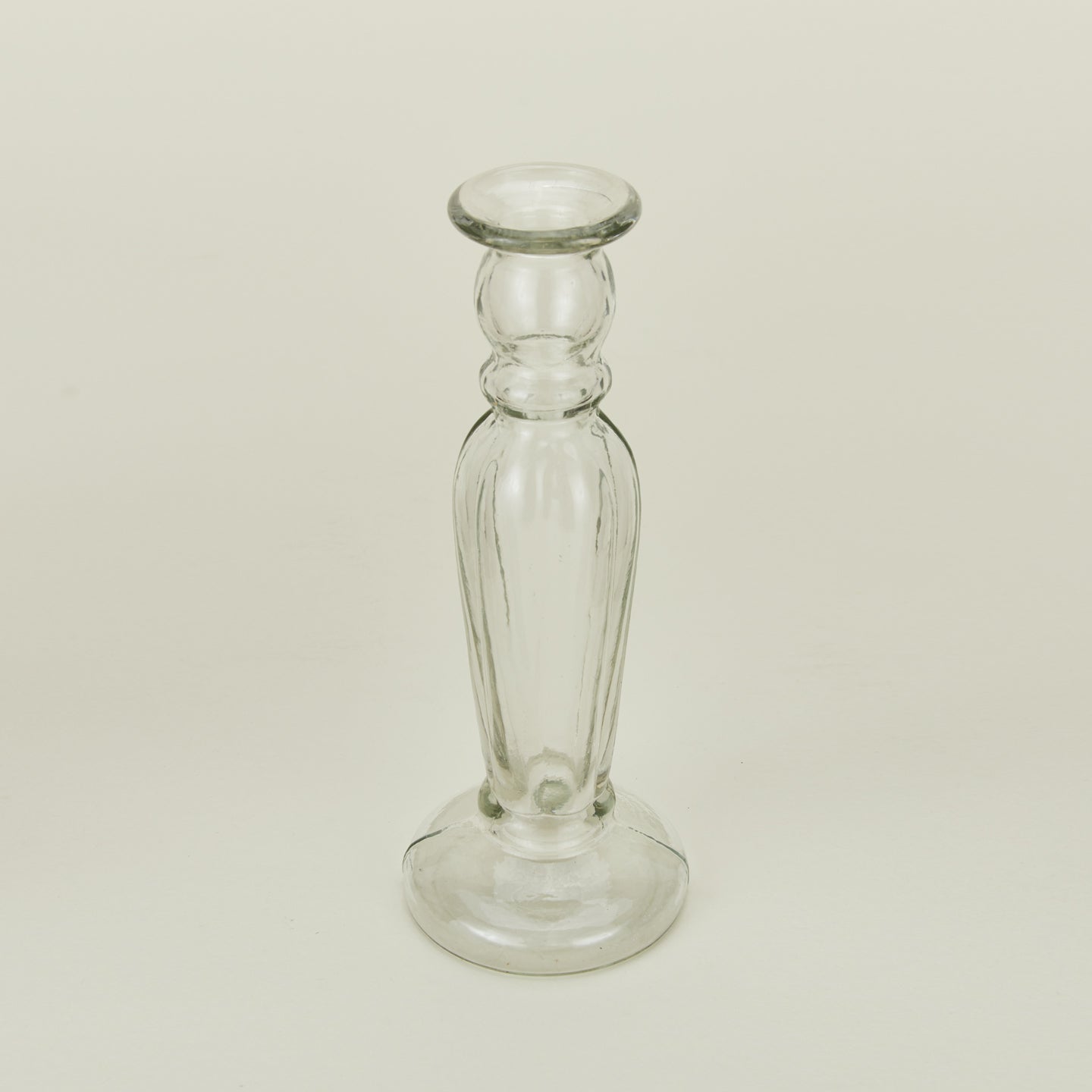 Detailed view of large blown candlestick holder
