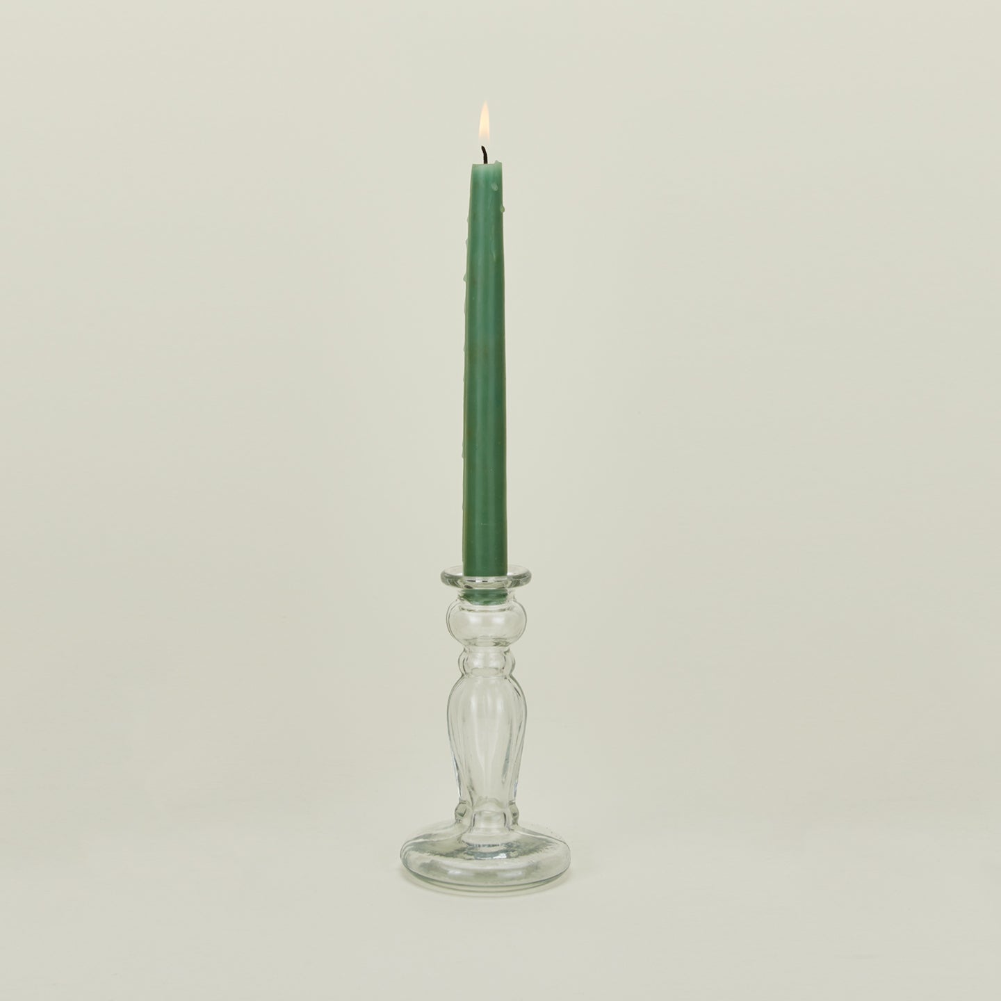 Small Blown candlestick holder with candle