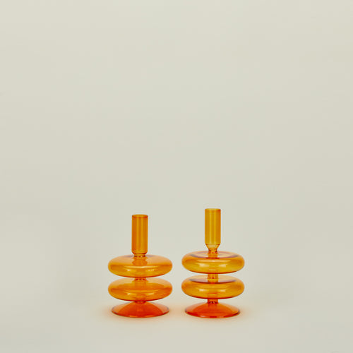 Bubble candle holder in amber