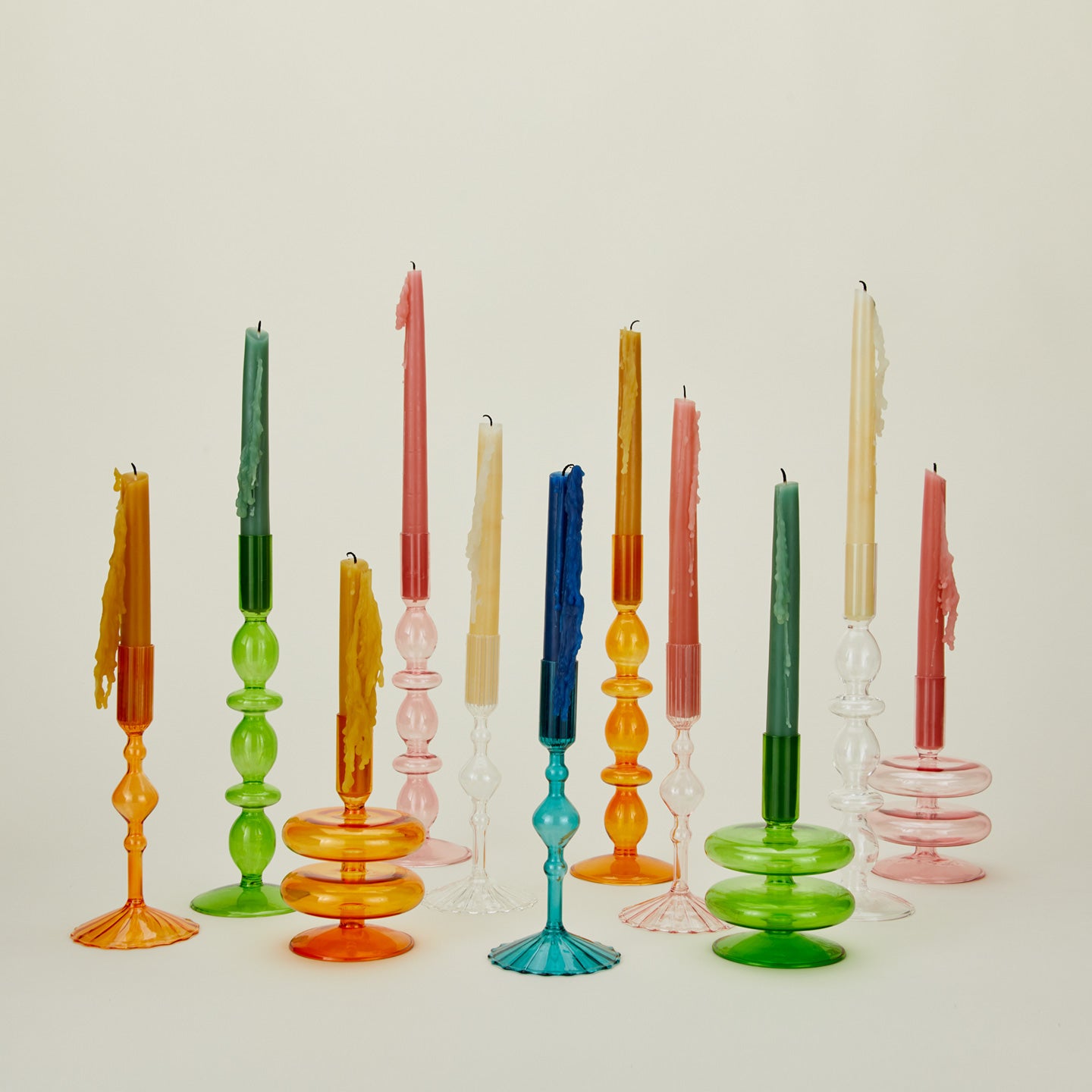 Ivore candle holder family with tapers