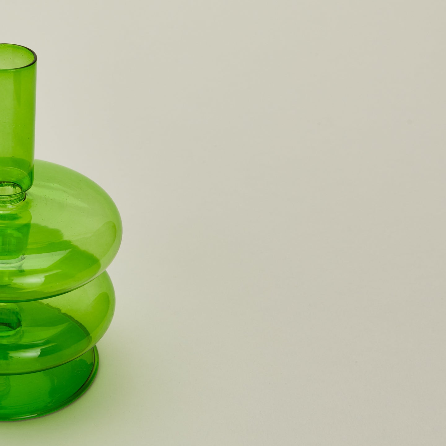 Close up view of Bubble candle holder in green