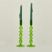 Disk candle holder in green with tapers