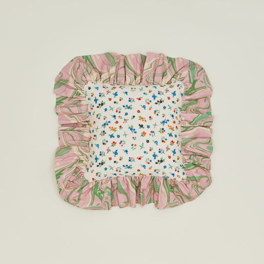 Ruffled Floral Cushion - Peony