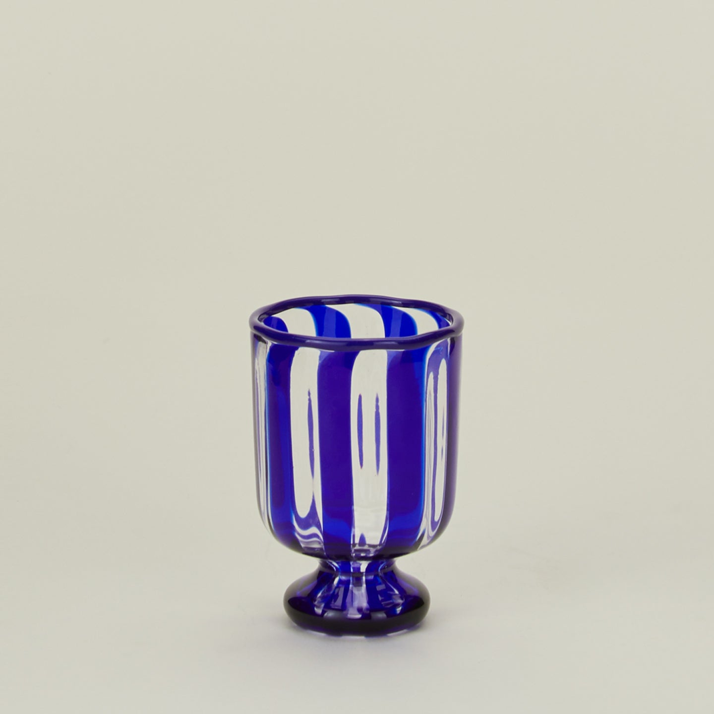 Blue striped wine glass