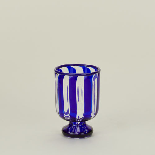 Blue striped wine glass