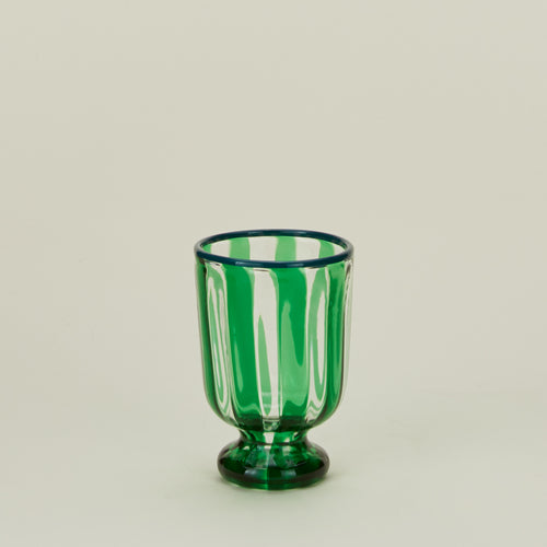 Striped wine glass in green
