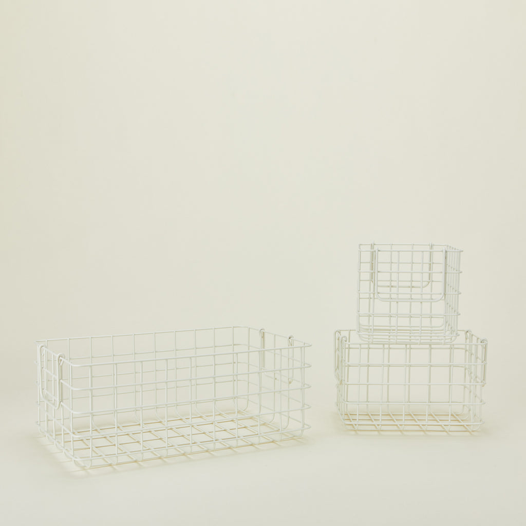 Grid Basket, Set of 3 - Chalk
