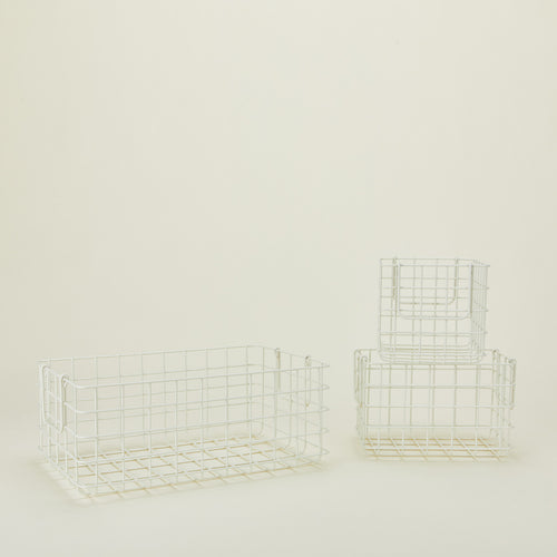 Set of 3 grid baskets in chalk