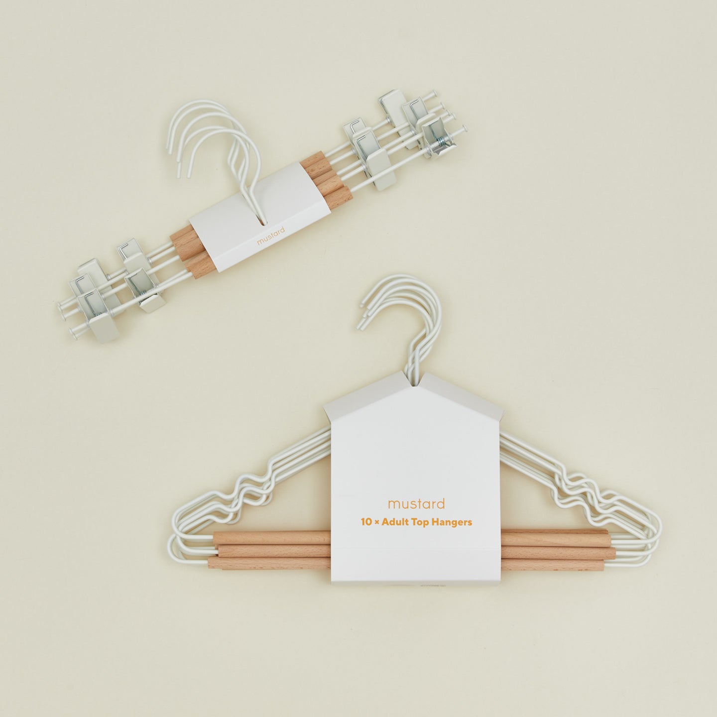 Clip and top hangers in chalk