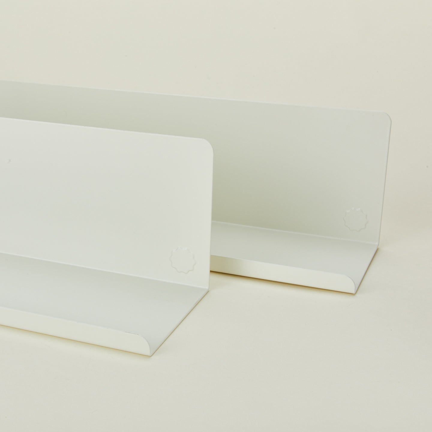 Close up view of Ledge shelves in chalk