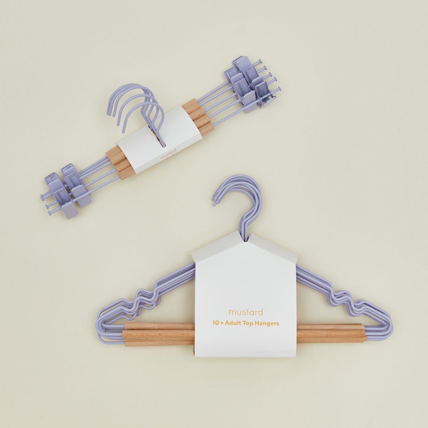 Clip and top hangers in lilac