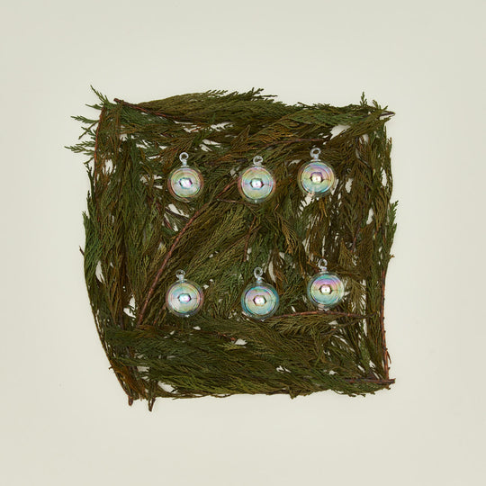Mini Glass Ornament Set - Iridescent