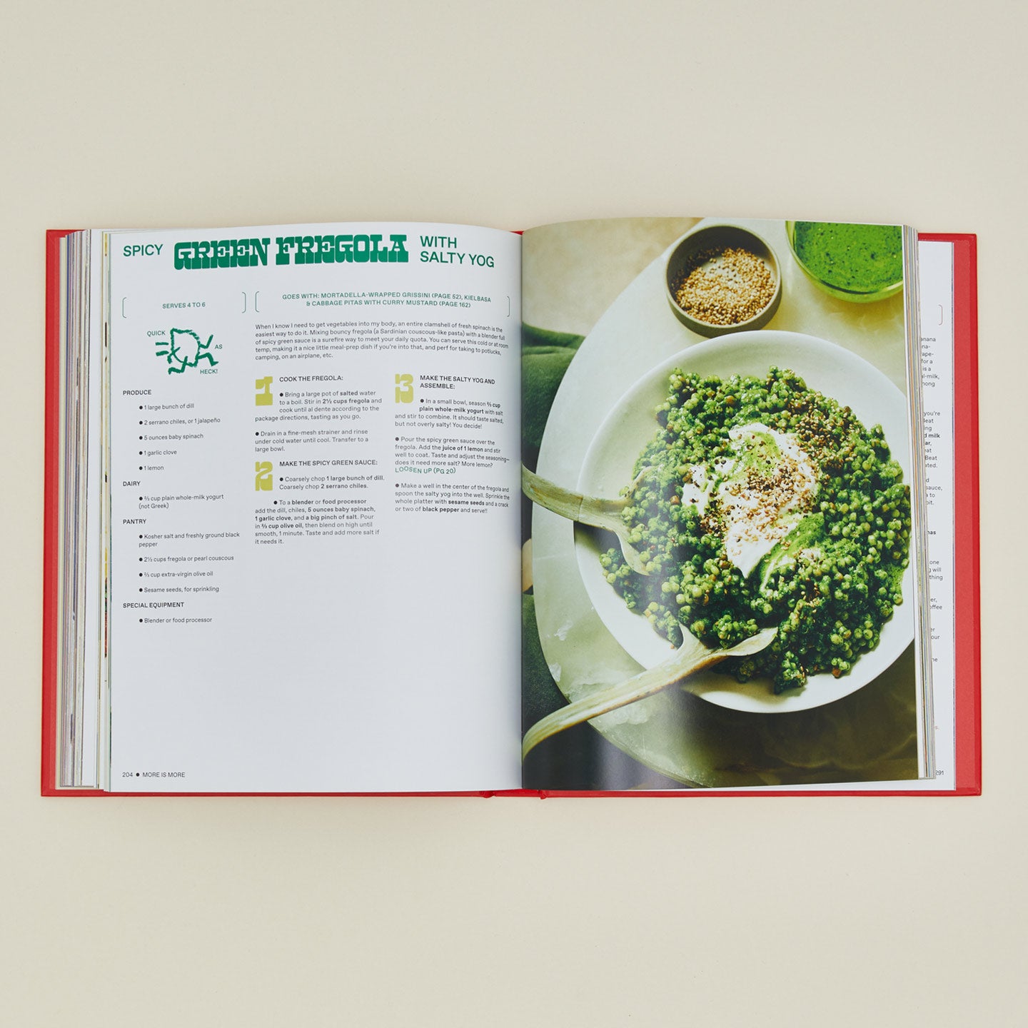 More is More cookbook open