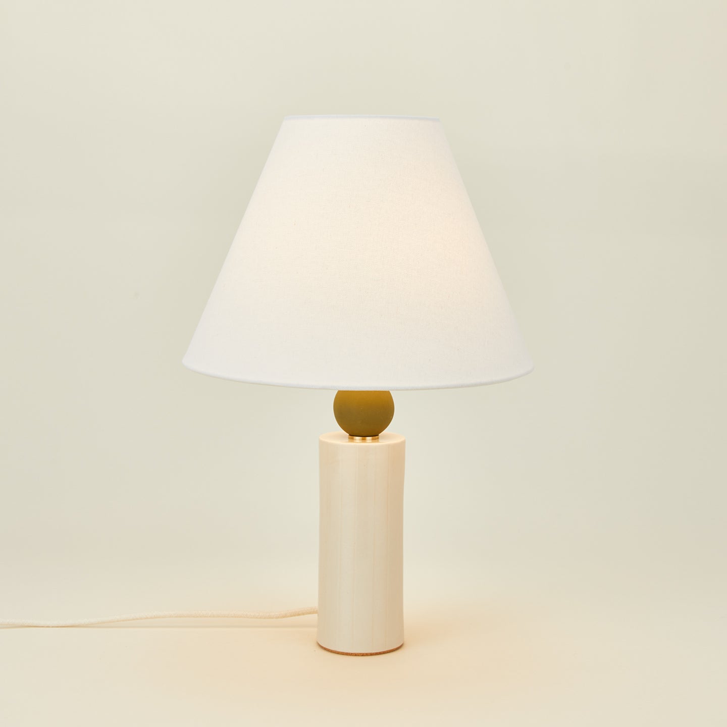 Pillar table lamp in neutral stripe
