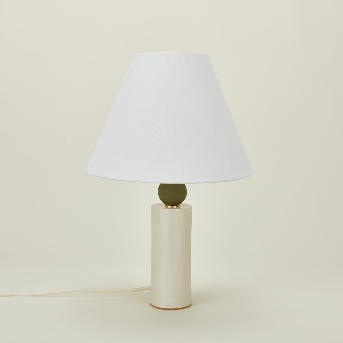 Pillar table lamp in neutral stripe